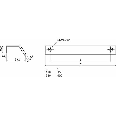 Ручка мебельная накладная алюм. GEOS 128/150 брашированное золото AKS 112927