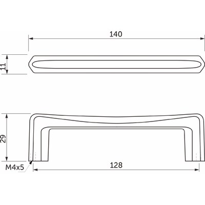 Ручка меб. скоба KUBIC-128, глянцевый никель, AKS 93643
