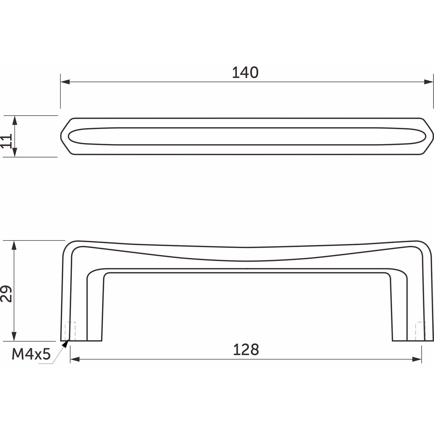 Ручка меб. скоба KUBIC-128, глянцевый никель, AKS 93643
