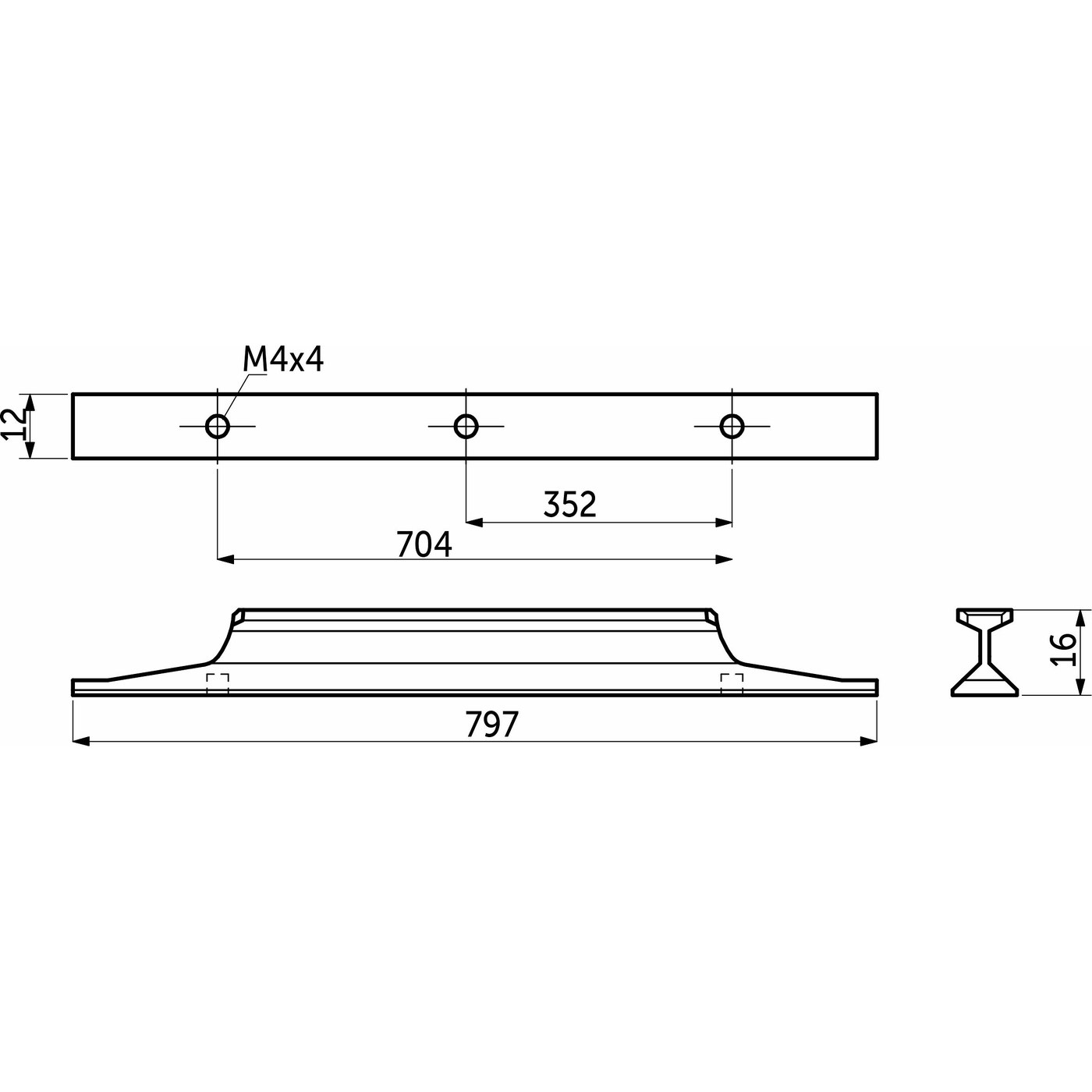 Ручка мебельная скоба алюм. STELLS 704/797 хром матовый AKS 89382