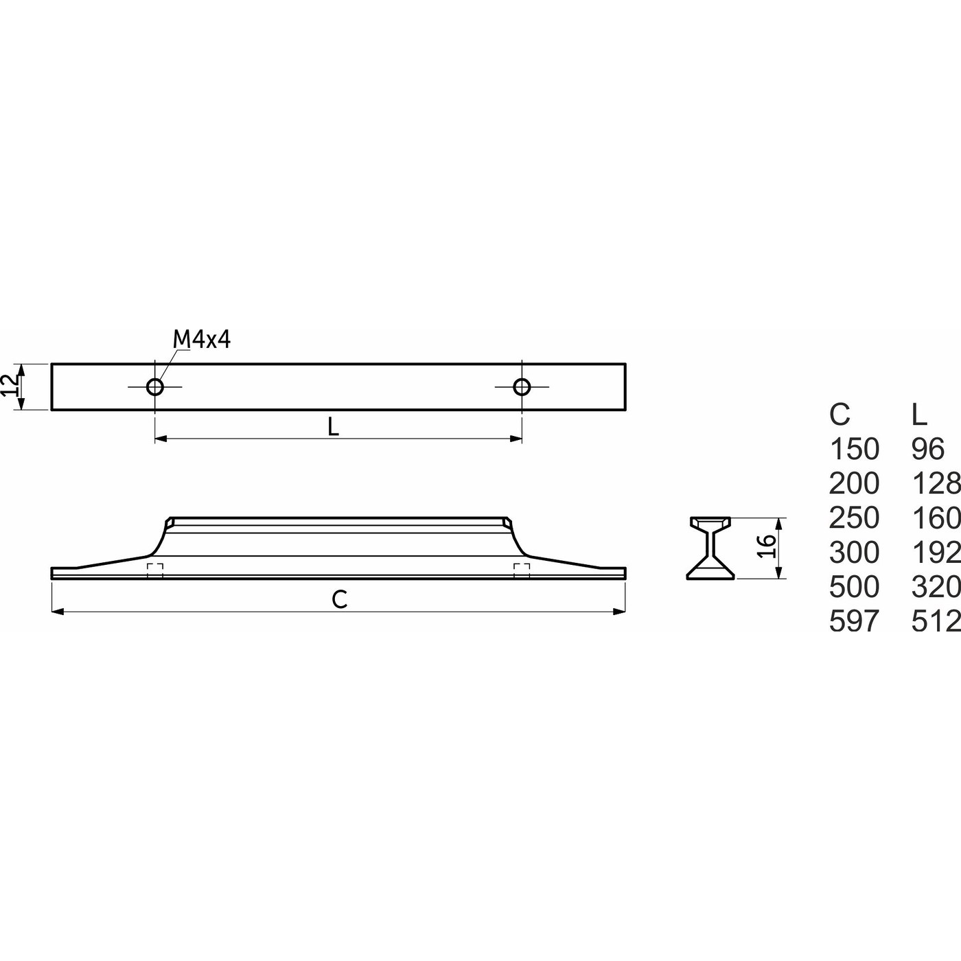 Ручка мебельная скоба алюм. STELLS 320/500 хром матовый AKS 89380