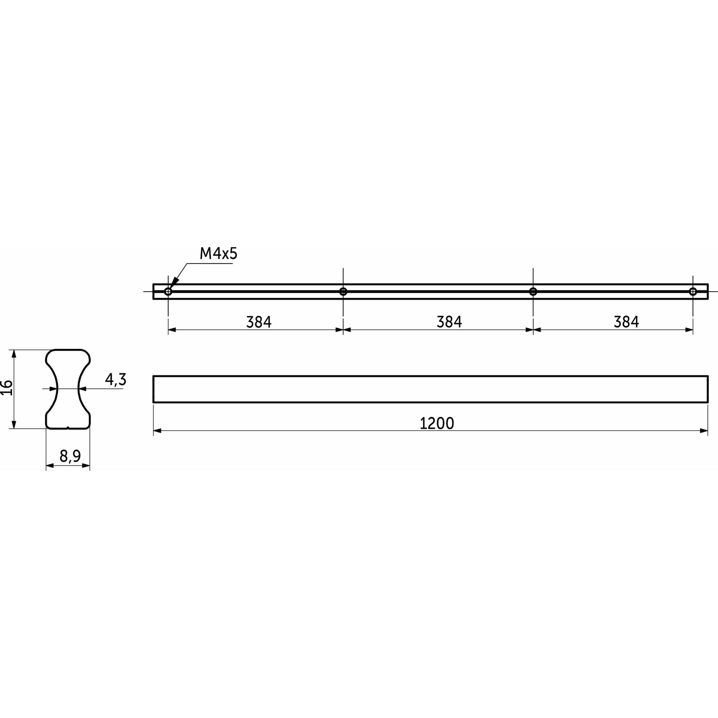 Ручка меб. скоба алюм. SERENE 1152/1200 брашированное золото, AKS 112987